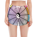 Colourful Chinese Zodiac Wheel Print Women's Split Running Shorts