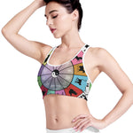 Colourful Chinese Zodiac Wheel Print Women's Sports Bra