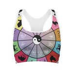 Colourful Chinese Zodiac Wheel Print Women's Sports Bra