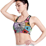 Colourful Chinese Zodiac Wheel Print Women's Sports Bra