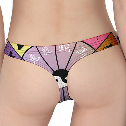 Colourful Chinese Zodiac Wheel Print Women's Thong