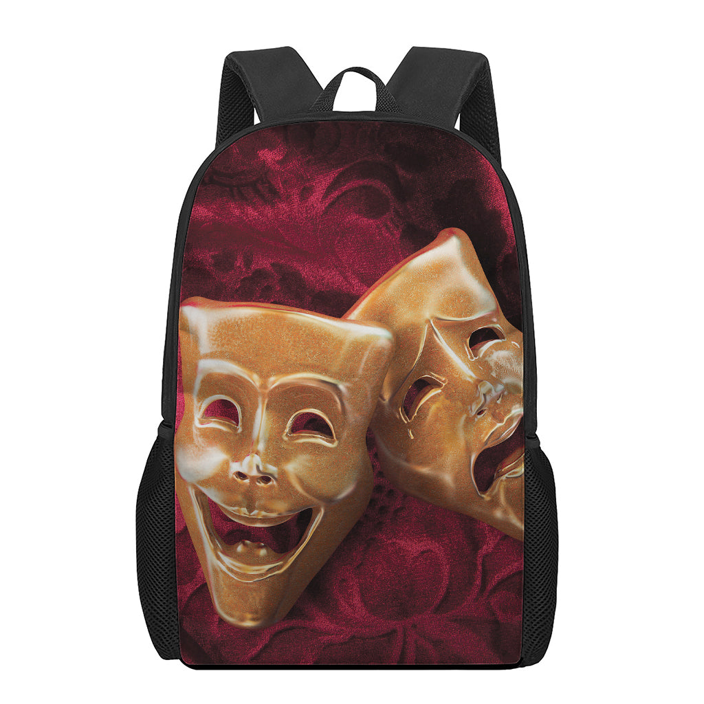 Comedy And Tragedy Theater Masks Print 17 Inch Backpack