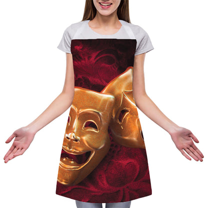 Comedy And Tragedy Theater Masks Print Adjustable Apron