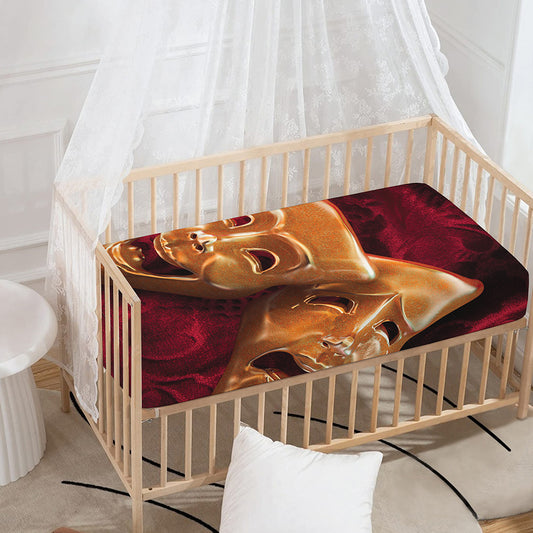 Comedy And Tragedy Theater Masks Print Baby Crib Sheet