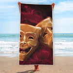 Comedy And Tragedy Theater Masks Print Beach Towel