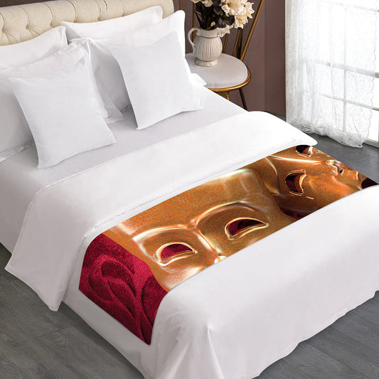 Comedy And Tragedy Theater Masks Print Bed Runner