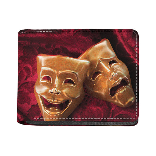 Comedy And Tragedy Theater Masks Print Bifold Wallet