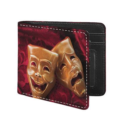 Comedy And Tragedy Theater Masks Print Bifold Wallet