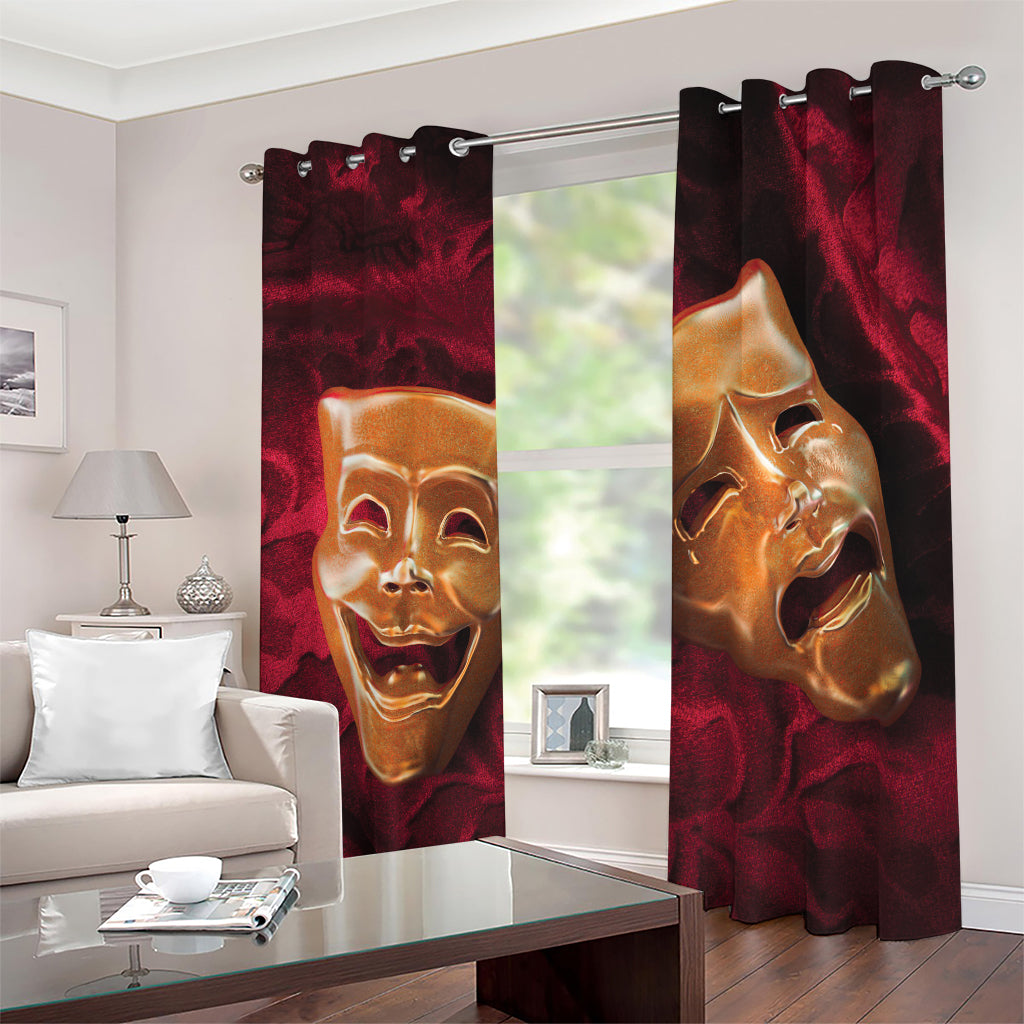Comedy And Tragedy Theater Masks Print Blackout Grommet Curtains