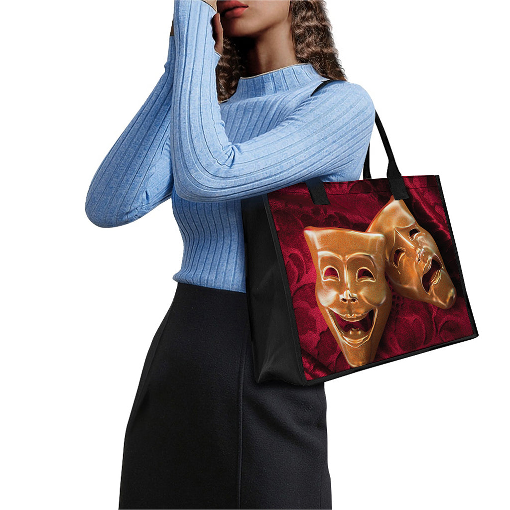 Comedy And Tragedy Theater Masks Print Canvas Tote Bag