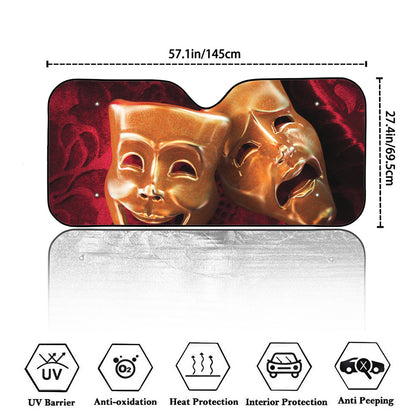 Comedy And Tragedy Theater Masks Print Car Windshield Sun Shade