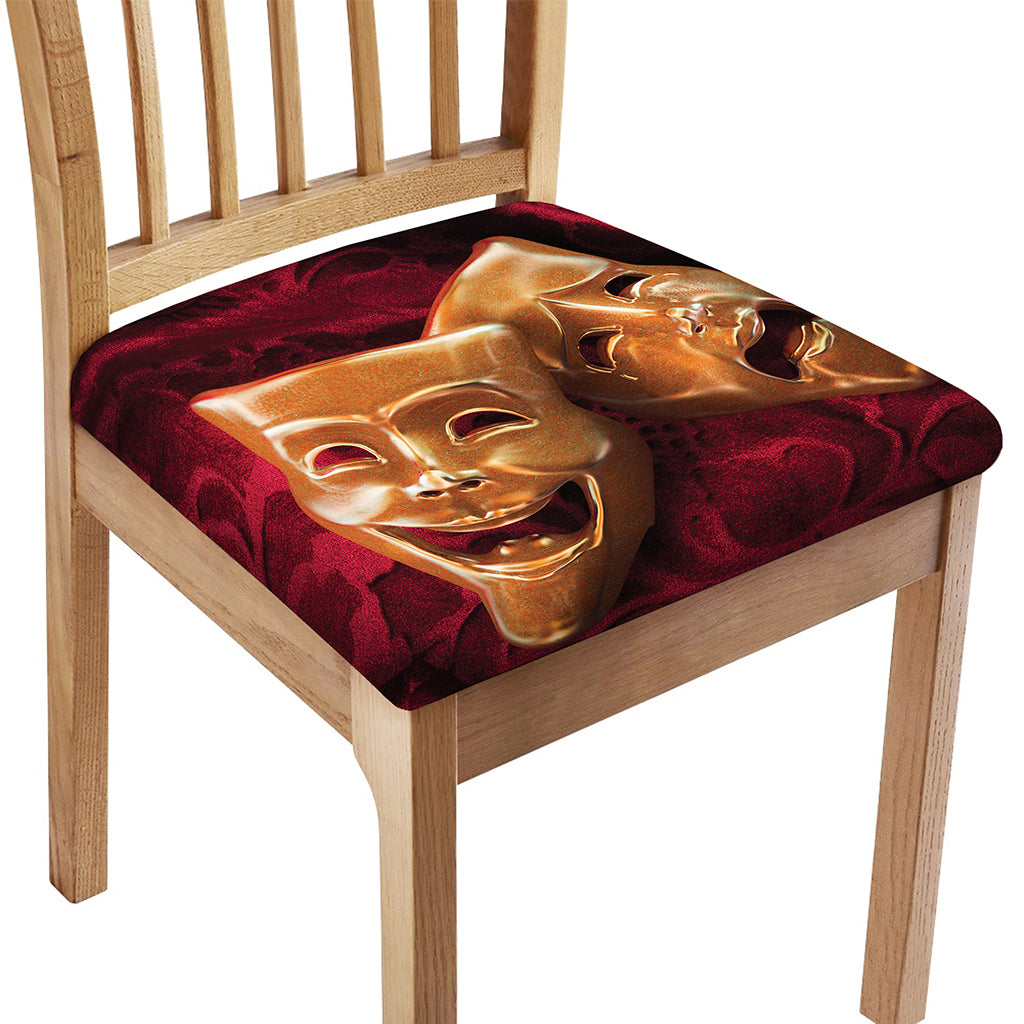 Comedy And Tragedy Theater Masks Print Chair Cushion Cover
