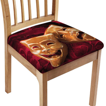 Comedy And Tragedy Theater Masks Print Chair Cushion Cover