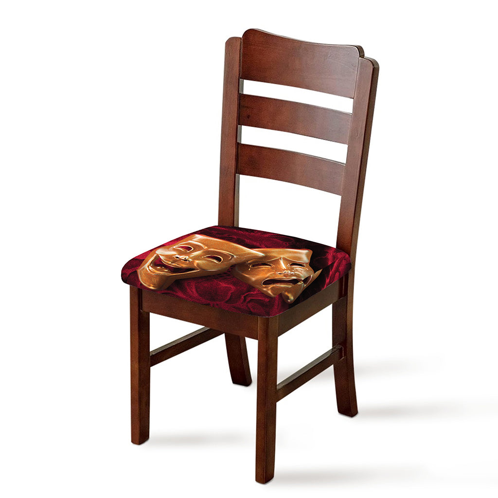 Comedy And Tragedy Theater Masks Print Chair Cushion Cover