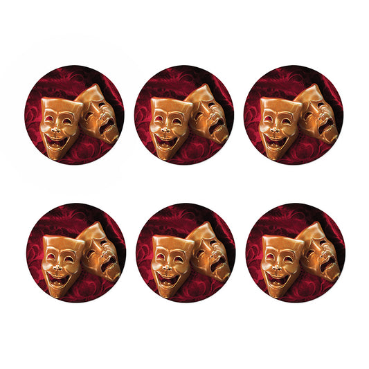 Comedy And Tragedy Theater Masks Print Coaster Set