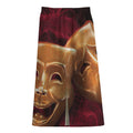 Comedy And Tragedy Theater Masks Print Cotton Front Slit Maxi Skirt