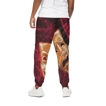 Comedy And Tragedy Theater Masks Print Cotton Pants