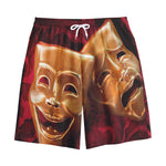 Comedy And Tragedy Theater Masks Print Cotton Shorts