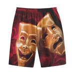Comedy And Tragedy Theater Masks Print Cotton Shorts
