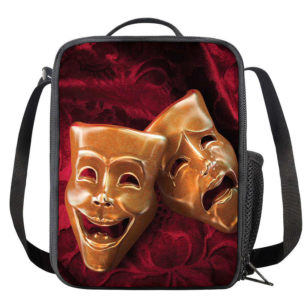 Comedy And Tragedy Theater Masks Print Crossbody Lunch Bag