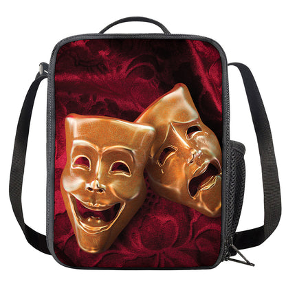 Comedy And Tragedy Theater Masks Print Crossbody Lunch Bag