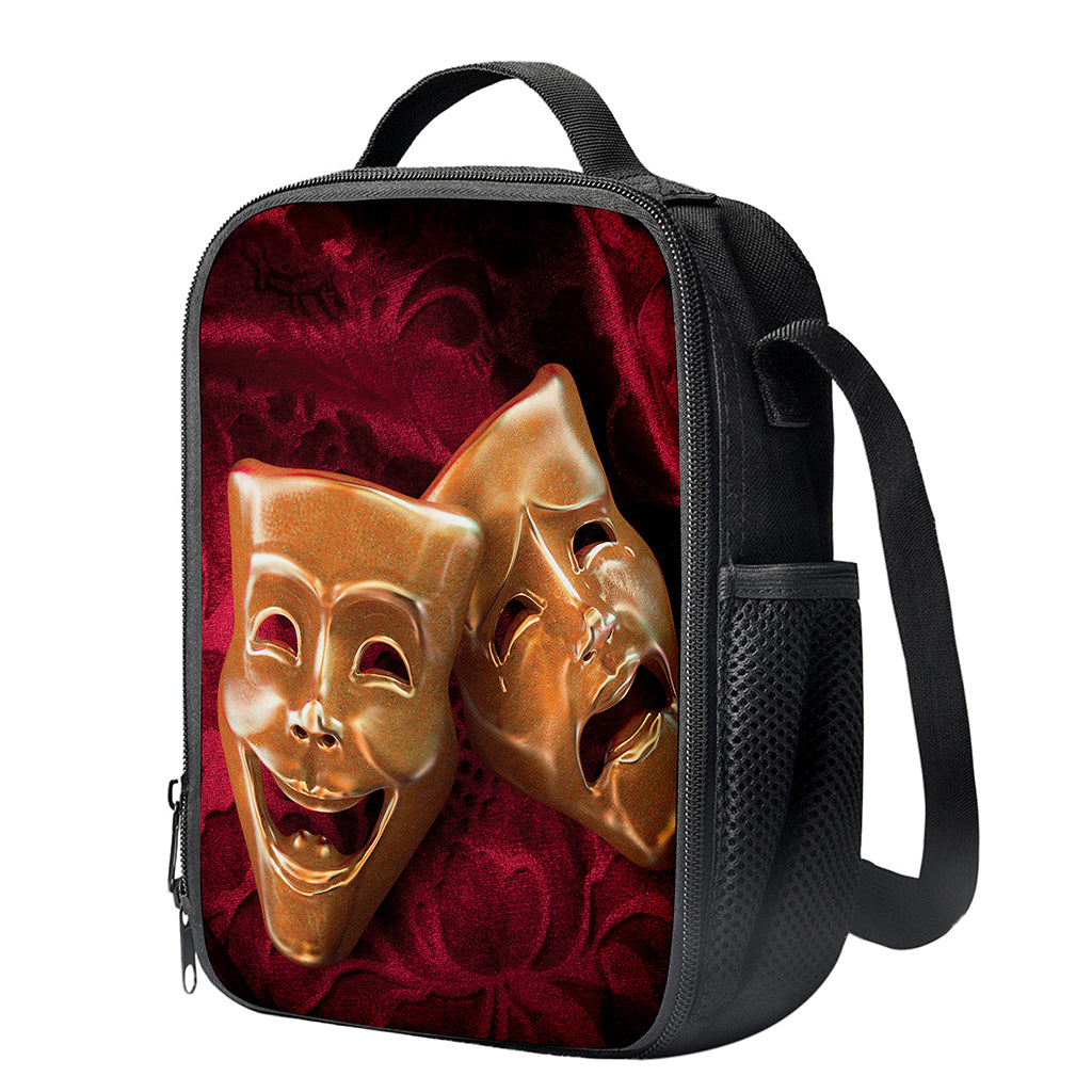 Comedy And Tragedy Theater Masks Print Crossbody Lunch Bag