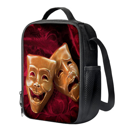 Comedy And Tragedy Theater Masks Print Crossbody Lunch Bag