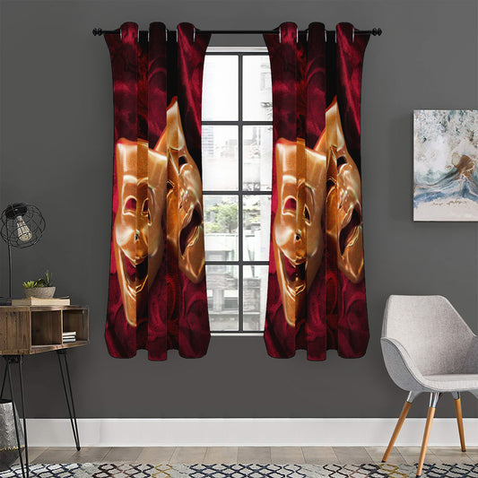 Comedy And Tragedy Theater Masks Print Curtain