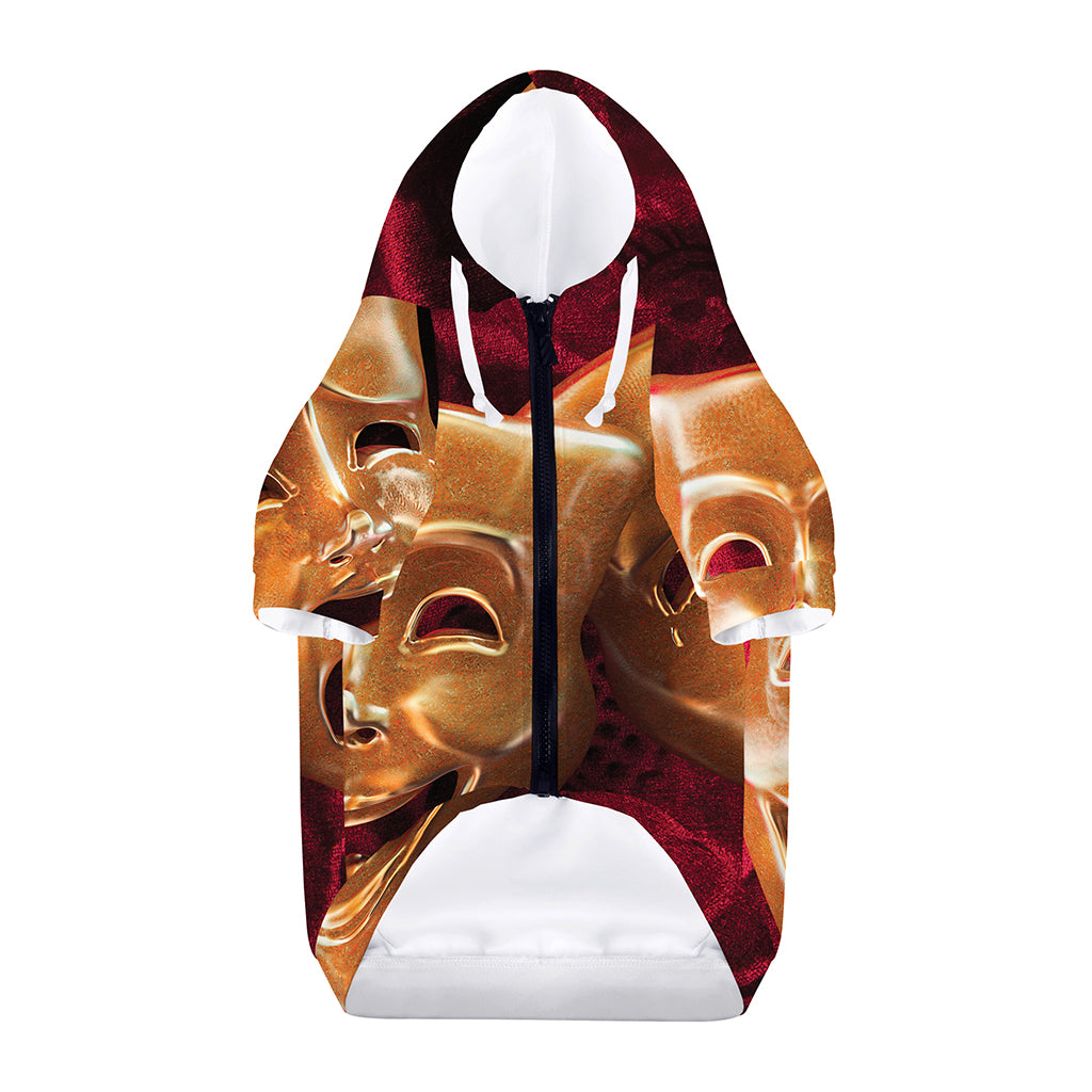 Comedy And Tragedy Theater Masks Print Dog Zip Up Hoodie