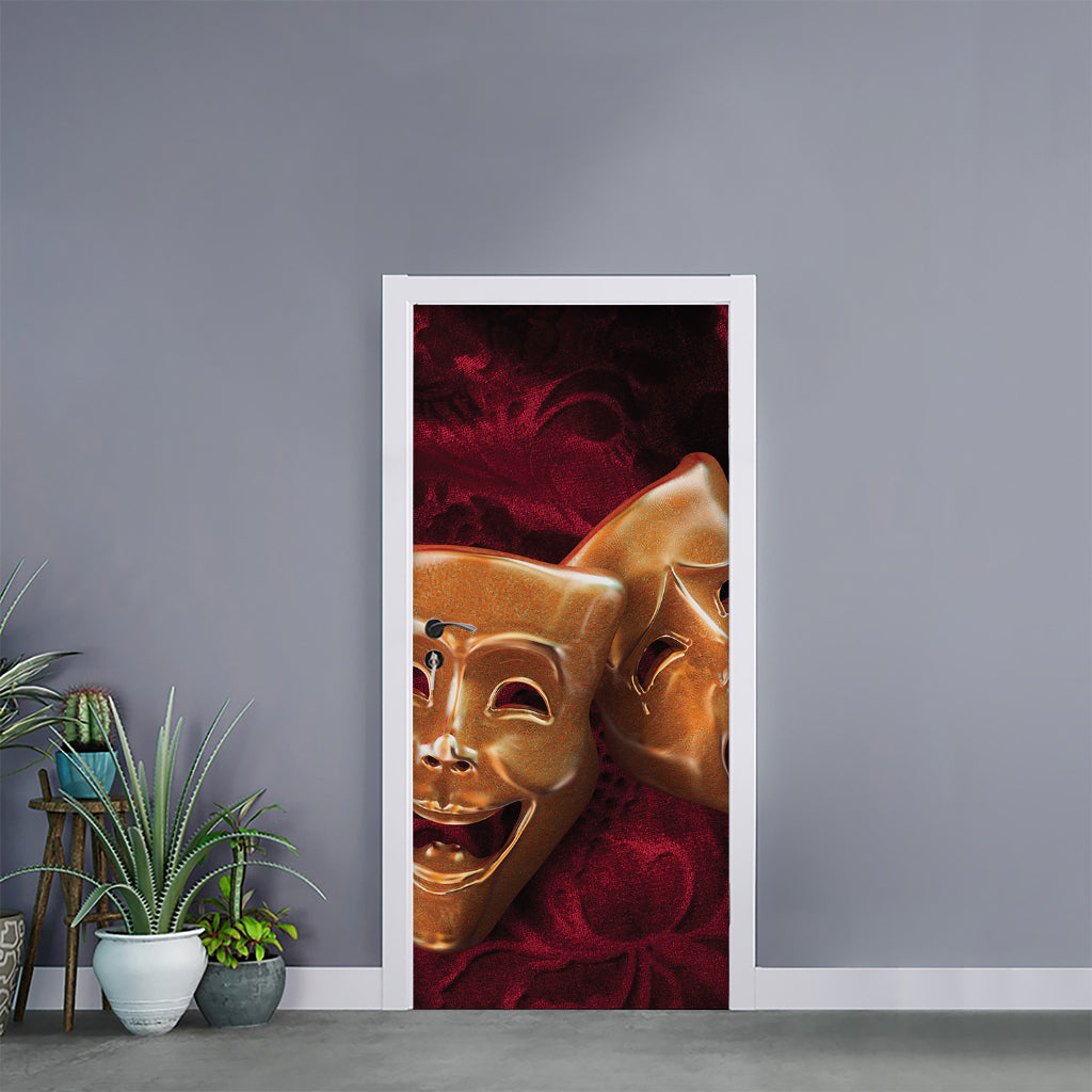 Comedy And Tragedy Theater Masks Print Door Sticker