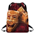 Comedy And Tragedy Theater Masks Print Drawstring Backpack