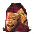 Comedy And Tragedy Theater Masks Print Drawstring Bag