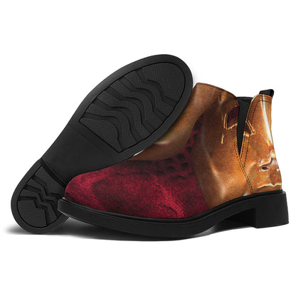 Comedy And Tragedy Theater Masks Print Flat Ankle Boots