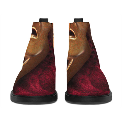 Comedy And Tragedy Theater Masks Print Flat Ankle Boots