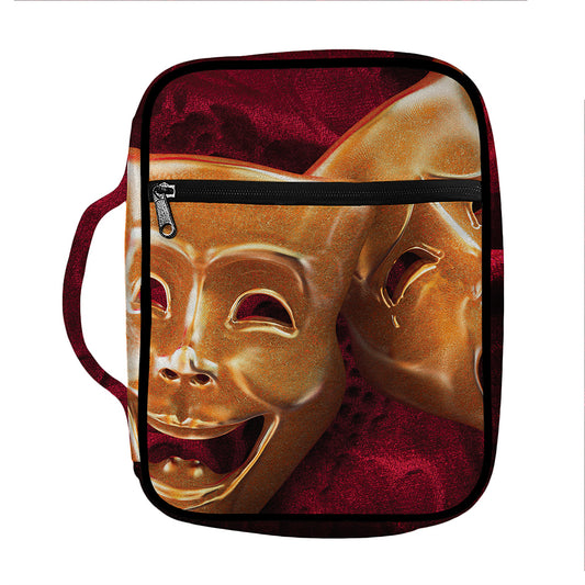 Comedy And Tragedy Theater Masks Print Front Pocket Bible Bag