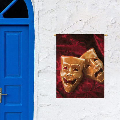 Comedy And Tragedy Theater Masks Print Garden Flag