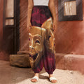 Comedy And Tragedy Theater Masks Print Harem Pants