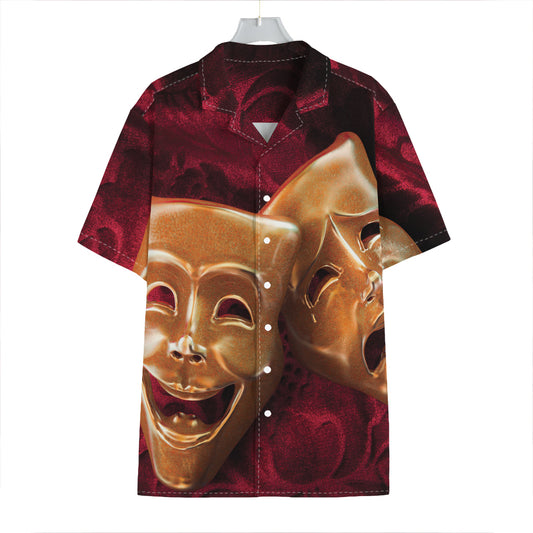 Comedy And Tragedy Theater Masks Print Hawaiian Shirt