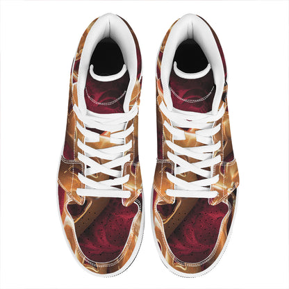 Comedy And Tragedy Theater Masks Print High Top Leather Sneakers