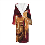 Comedy And Tragedy Theater Masks Print Hooded Bathrobe