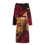 Comedy And Tragedy Theater Masks Print Hooded Bathrobe