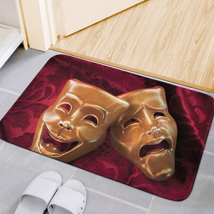 Comedy And Tragedy Theater Masks Print Indoor Door Mat