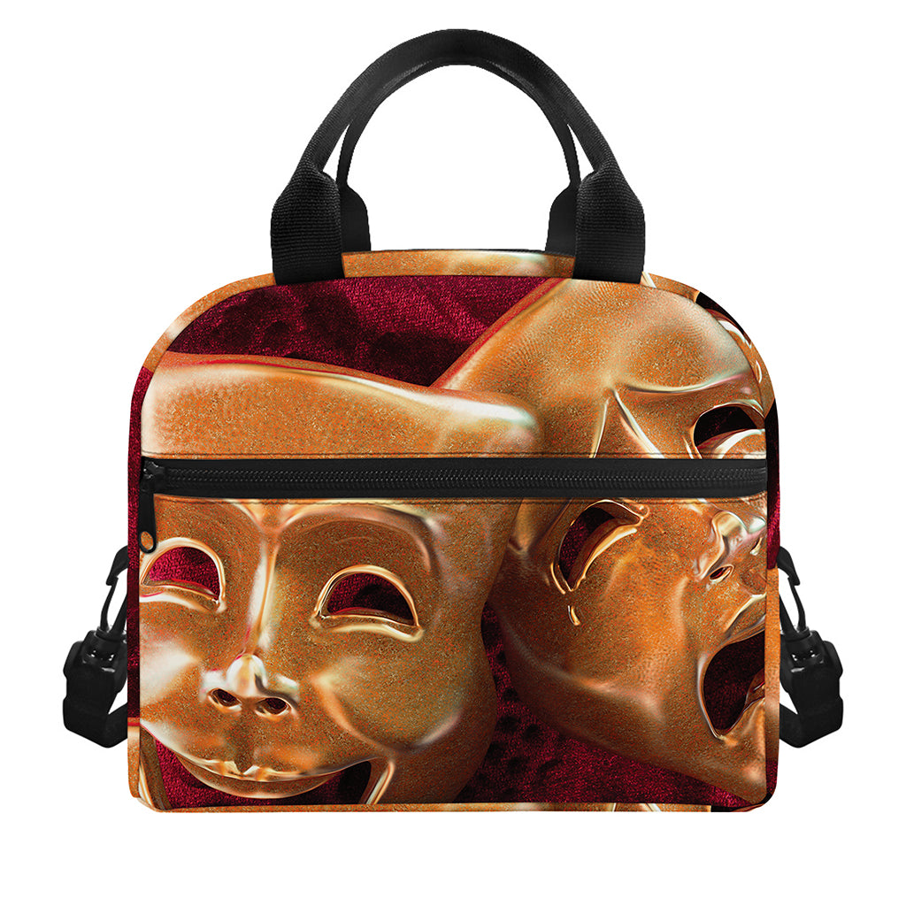 Comedy And Tragedy Theater Masks Print Insulated Lunch Bag