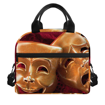 Comedy And Tragedy Theater Masks Print Insulated Lunch Bag