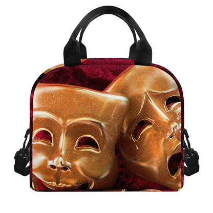Comedy And Tragedy Theater Masks Print Insulated Lunch Bag