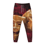 Comedy And Tragedy Theater Masks Print Jogger Pants