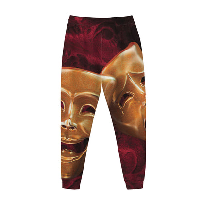 Comedy And Tragedy Theater Masks Print Jogger Pants