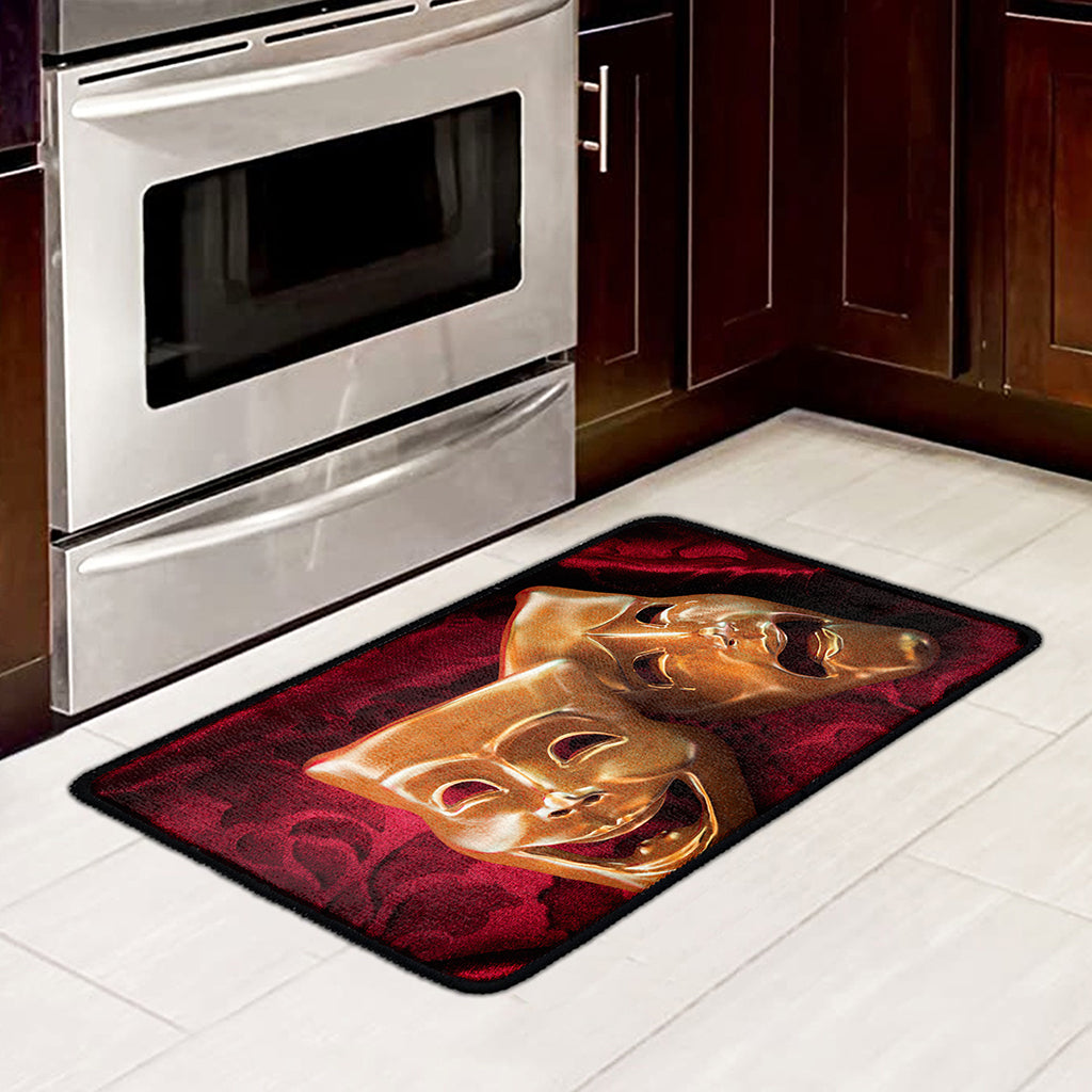 Comedy And Tragedy Theater Masks Print Kitchen Mat