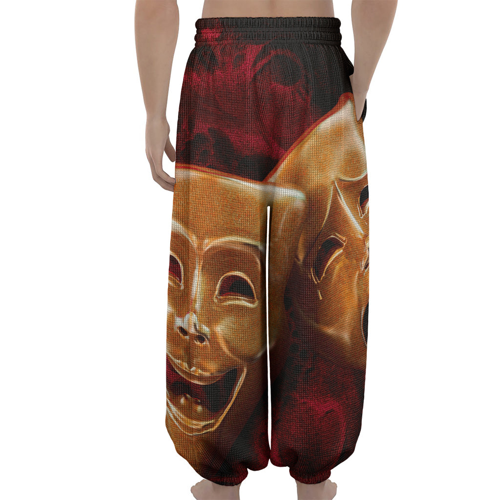 Comedy And Tragedy Theater Masks Print Lantern Pants