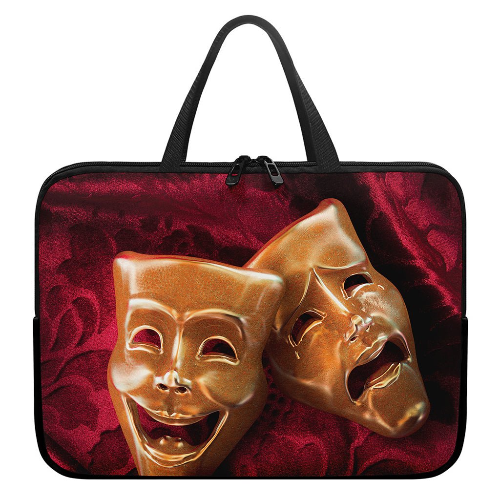 Comedy And Tragedy Theater Masks Print Laptop Sleeve With Handle